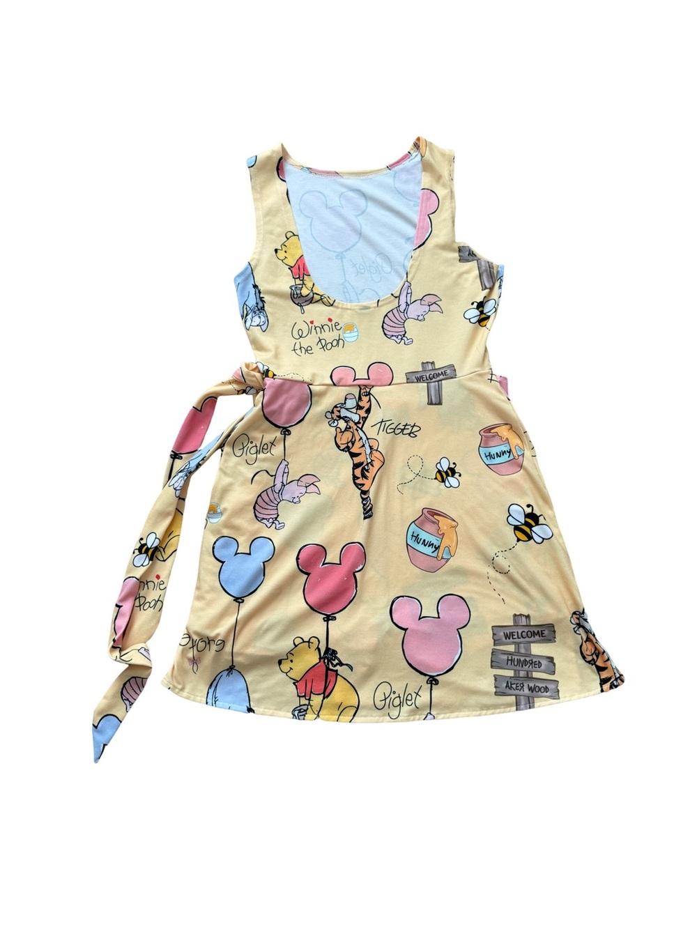 Women’s Disney Inspired Winnie the Pooh Balloon Print Dress Wrap Dress - Picture 2 of 4